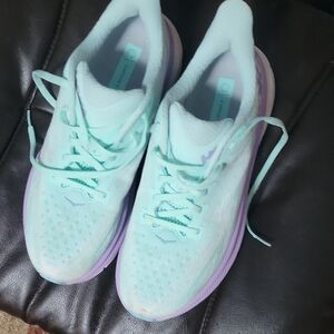 Purple and Green Athletic Shoes with Modern Design